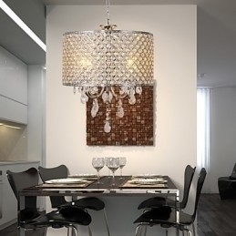Designer Touch Decorative Drum Chandelier Crystal Modern 4 Lights Pendant Lamp