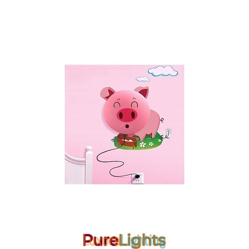 Designer Touch Decorative Wallpaper Wall Lamps Flower Face DIY Fun Atmosphere Nightlight Children Bedside lamp Decoration Pink Pig