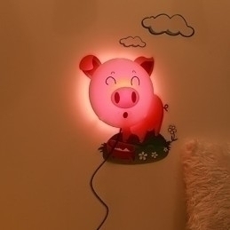 Designer Touch Decorative Pig High Temperature Resistant Plastic Light And 10 C Can Remove Creative 3D Wall Paper Wall Lamp