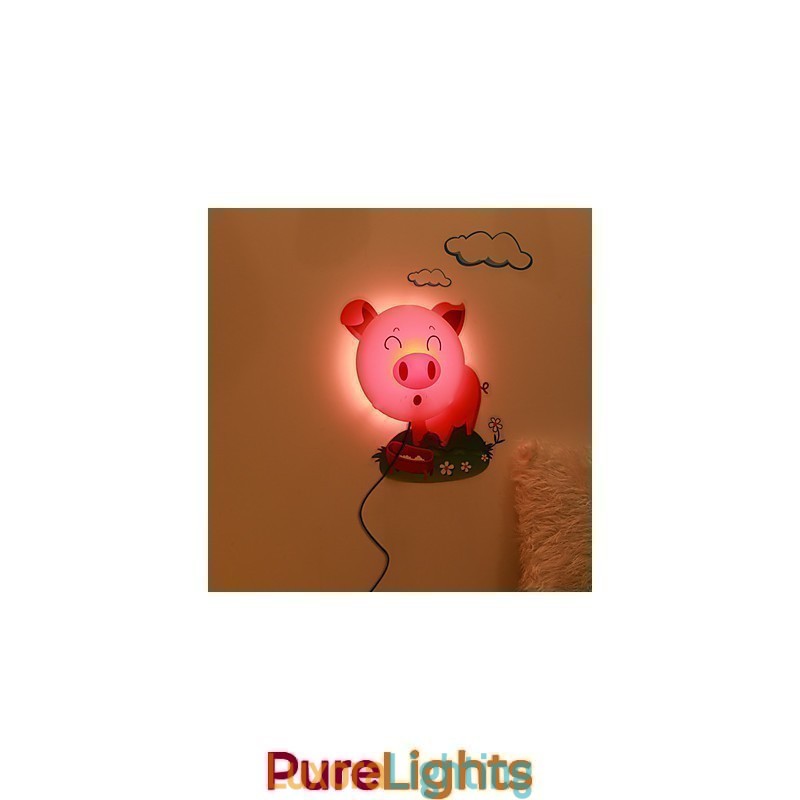 Designer Touch Decorative Pig High Temperature Resistant Plastic Light And 10 C Can Remove Creative 3D Wall Paper Wall Lamp