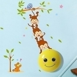 Designer Touch Decorative Wall stickers Monkeys light activated intelligent induction smetope adornment wall lamp