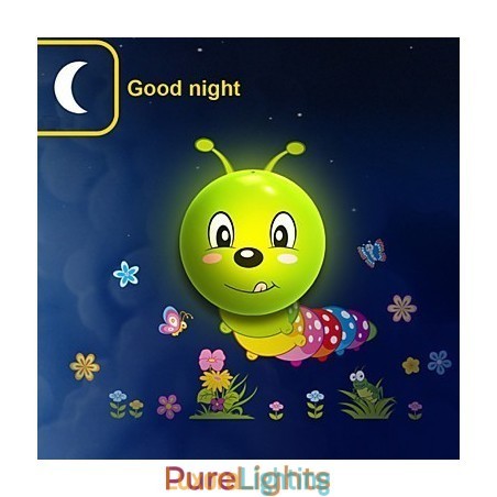 Designer Touch Decorative Caterpillar High Temperature Resistant Plastic Light And 10 C Can Remove Creative 3D Wall Paper Wall Lamp