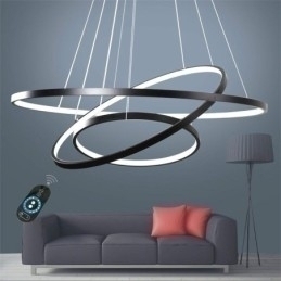 Designer Touch Decorative Dimmable Pendant Light with Remote Control Modern Design Three Rings