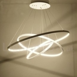 Designer Touch Decorative Dimmable Pendant Light with Remote Control Modern Design Three Rings