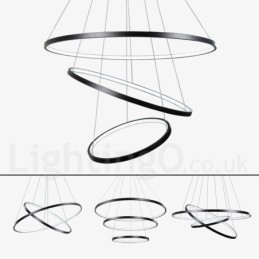 Designer Touch Decorative Dimmable Pendant Light with Remote Control Modern Design Three Rings