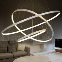 Designer Touch Decorative Dimmable Pendant Light with Remote Control Modern Design Three Rings