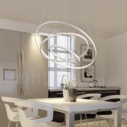 Designer Touch Decorative Dimmable Pendant Light with Remote Control Modern Design Three Rings