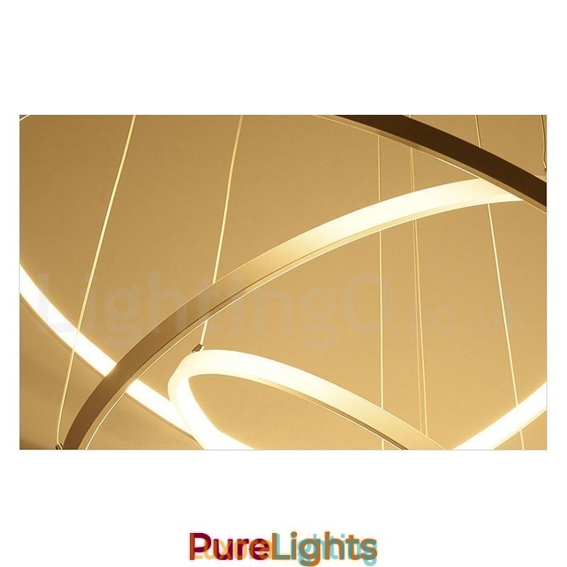 Designer Touch Decorative Dimmable Pendant Light with Remote Control Modern Design Three Rings