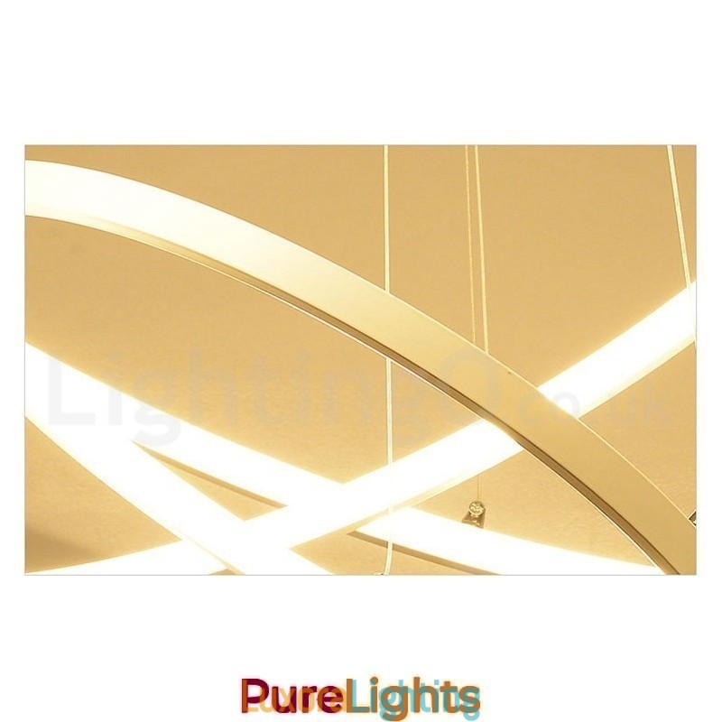 Designer Touch Decorative Dimmable Pendant Light with Remote Control Modern Design Three Rings