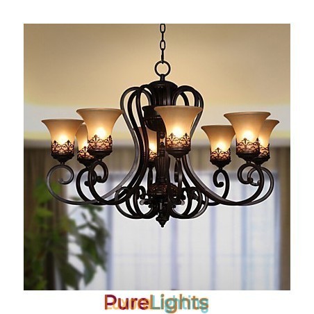 Designer Touch Decorative Chandelier Pendant Light 8 Lights Vintage Country Island Metal+Glass