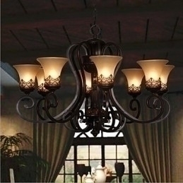 Designer Touch Decorative Chandelier Pendant Light 8 Lights Vintage Country Island Metal+Glass