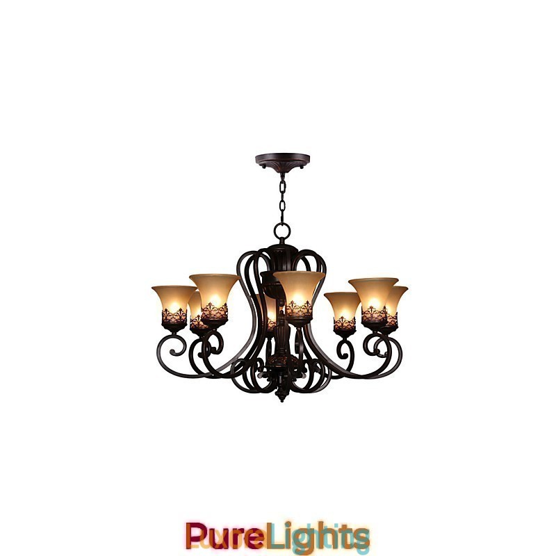 Designer Touch Decorative Chandelier Pendant Light 8 Lights Vintage Country Island Metal+Glass
