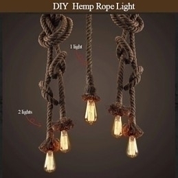 Designer Touch Decorative 1 Light DIY Art Hemp Rope Light Creative Hemp Rope Chandelier