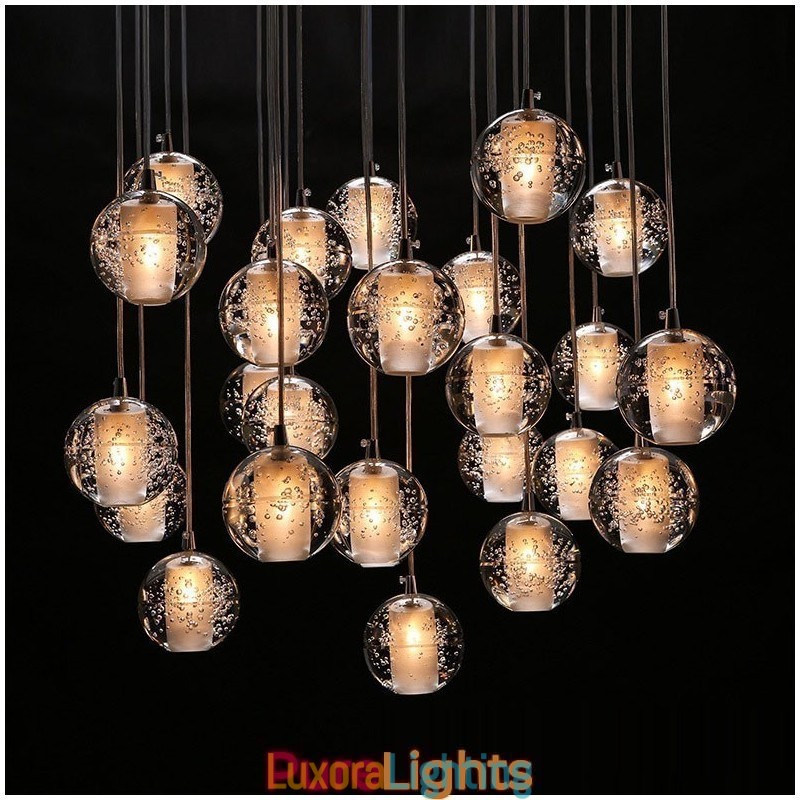 Designer Touch Decorative Creative Engineering Stage Meteorer Crystal Ball Pendant Light