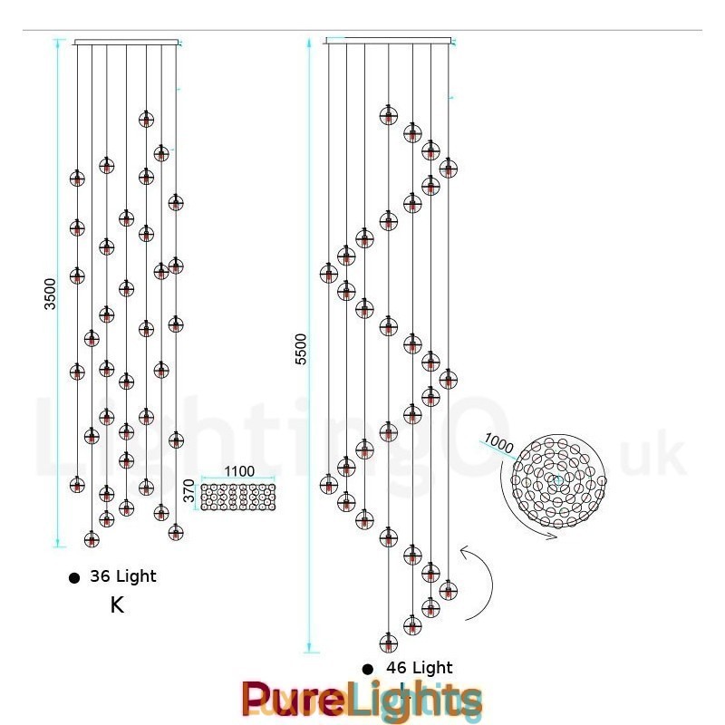 Designer Touch Decorative Creative Engineering Stage Meteorer Crystal Ball Pendant Light