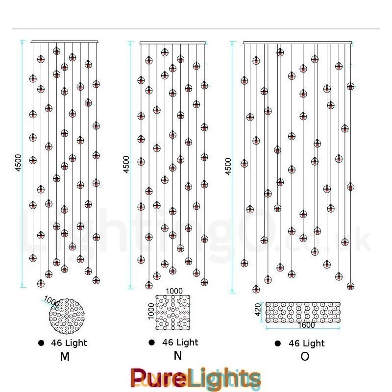 Designer Touch Decorative Creative Engineering Stage Meteorer Crystal Ball Pendant Light