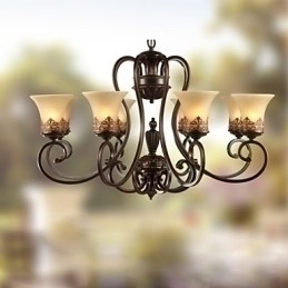 Designer Touch Decorative Chandelier Pendant Light 8 Lights Vintage Country Island Metal+Glass