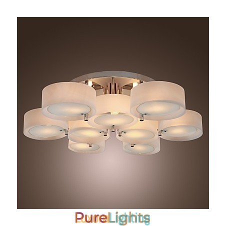Designer Touch Decorative Modern Contemporary Chrome Metal Chandelier Flush Mount
