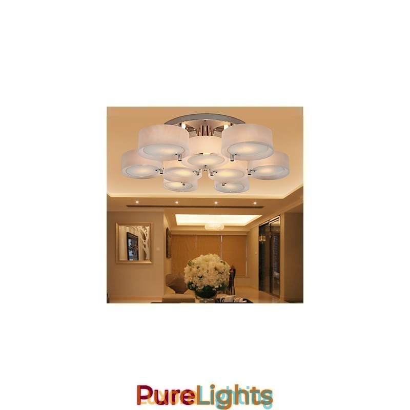 Designer Touch Decorative Modern Contemporary Chrome Metal Chandelier Flush Mount