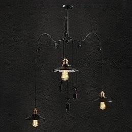 Designer Touch Decorative Vintage Pully Pendant Light 3 Island Foyer Metal+ Galss inside shade