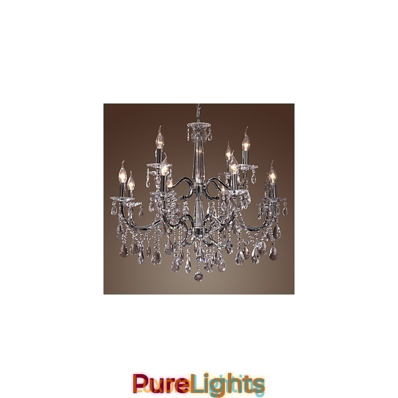 Designer Touch Decorative Chandelier Crystal Modern 2 Tiers Living 12 Lights