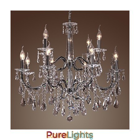 Designer Touch Decorative Chandelier Crystal Modern 2 Tiers Living 12 Lights