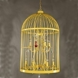 Designer Touch Decorative Vintage Iron Cage Staircase Lamp Chandelier Crystal