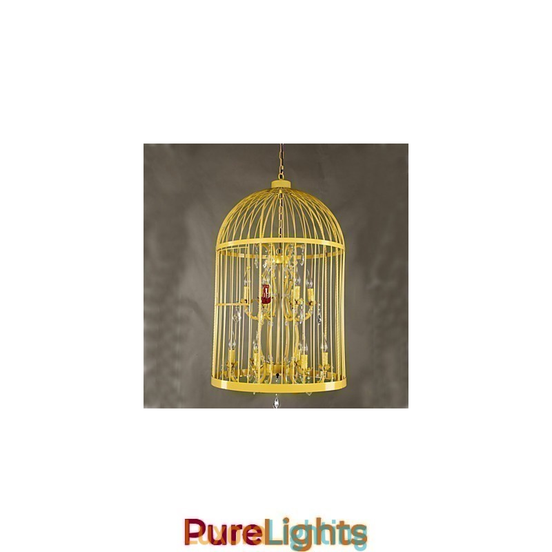 Designer Touch Decorative Vintage Iron Cage Staircase Lamp Chandelier Crystal