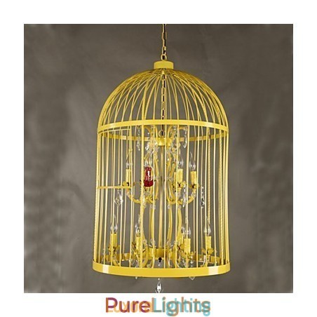 Designer Touch Decorative Vintage Iron Cage Staircase Lamp Chandelier Crystal