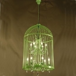 Designer Touch Decorative Vintage Iron Cage Staircase Lamp Chandelier Crystal