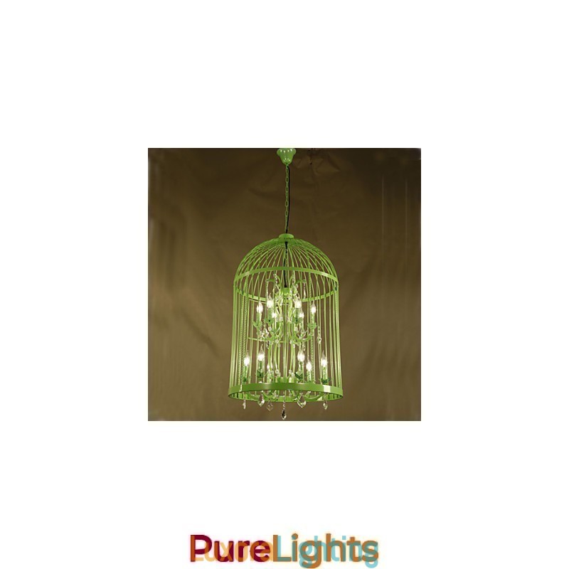 Designer Touch Decorative Vintage Iron Cage Staircase Lamp Chandelier Crystal