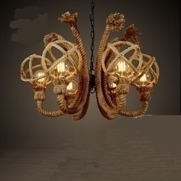 Designer Touch Decorative Vintage Iron Art Hemp Rope American Rural Chandelier