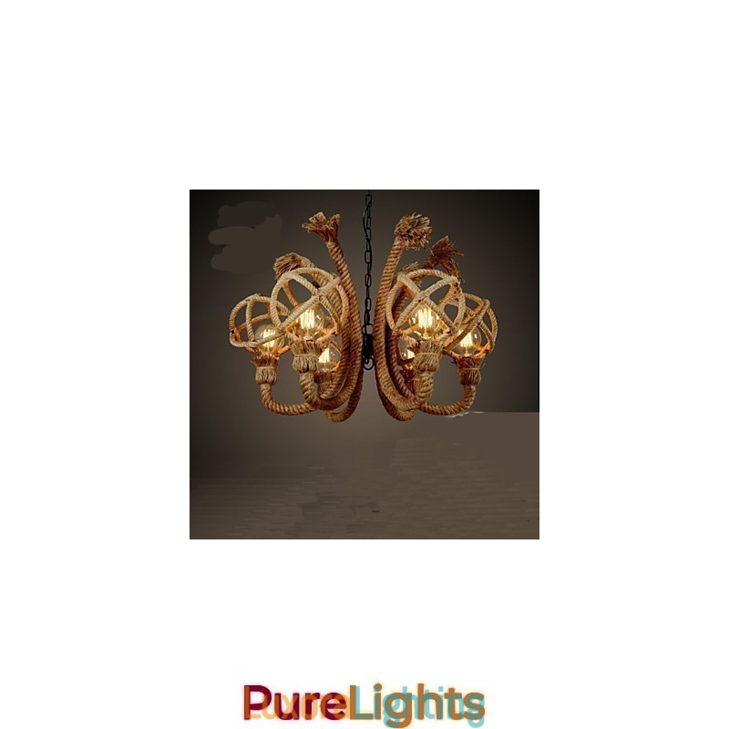 Designer Touch Decorative Vintage Iron Art Hemp Rope American Rural Chandelier