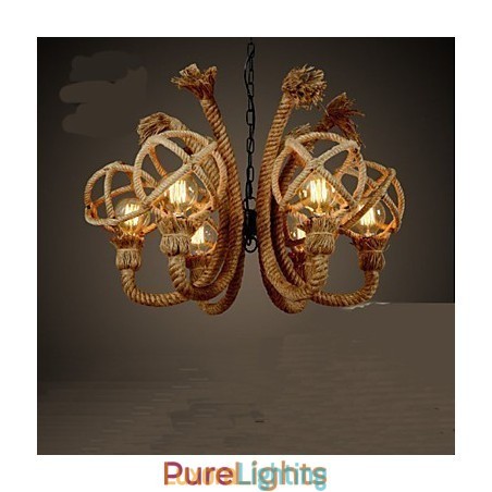 Designer Touch Decorative Vintage Iron Art Hemp Rope American Rural Chandelier