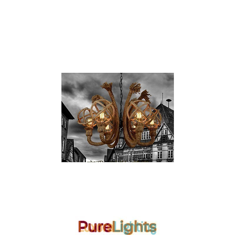 Designer Touch Decorative Vintage Iron Art Hemp Rope American Rural Chandelier