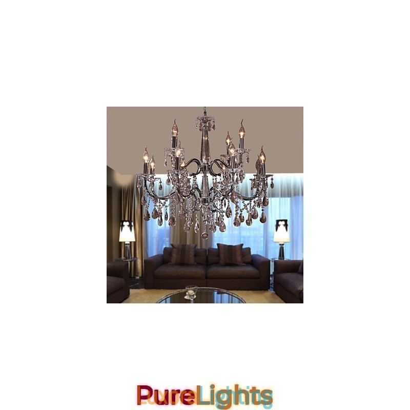 Designer Touch Decorative Chandelier Crystal Modern 2 Tiers Living 12 Lights