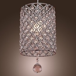 Designer Touch Decorative Crystal Drop Pendant Light in Cylinder Style
