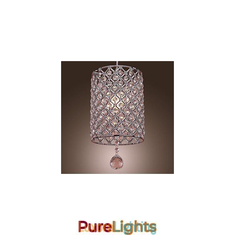 Designer Touch Decorative Crystal Drop Pendant Light in Cylinder Style