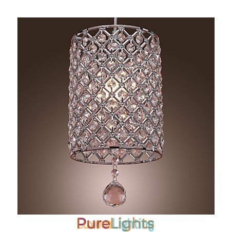 Designer Touch Decorative Crystal Drop Pendant Light in Cylinder Style