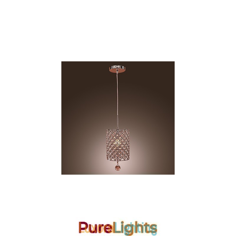 Designer Touch Decorative Crystal Drop Pendant Light in Cylinder Style