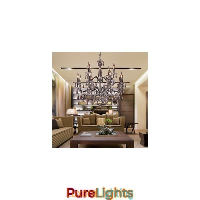 Designer Touch Decorative Chandelier Crystal Modern 2 Tiers Living 12 Lights
