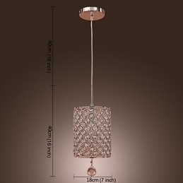 Designer Touch Decorative Crystal Drop Pendant Light in Cylinder Style