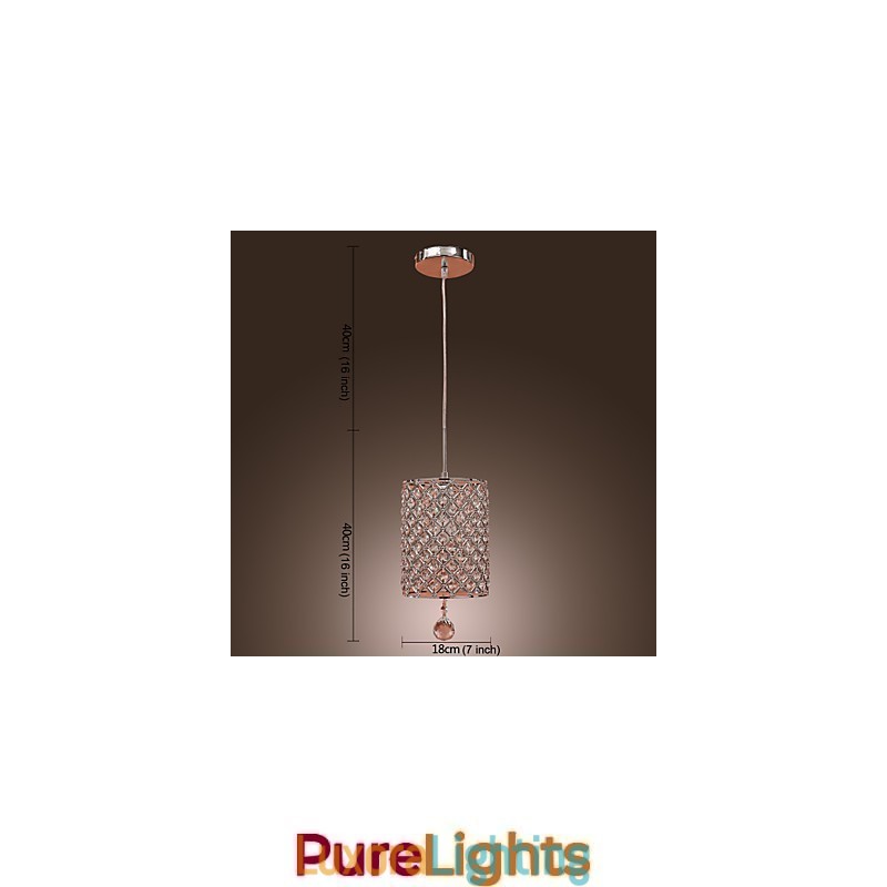 Designer Touch Decorative Crystal Drop Pendant Light in Cylinder Style