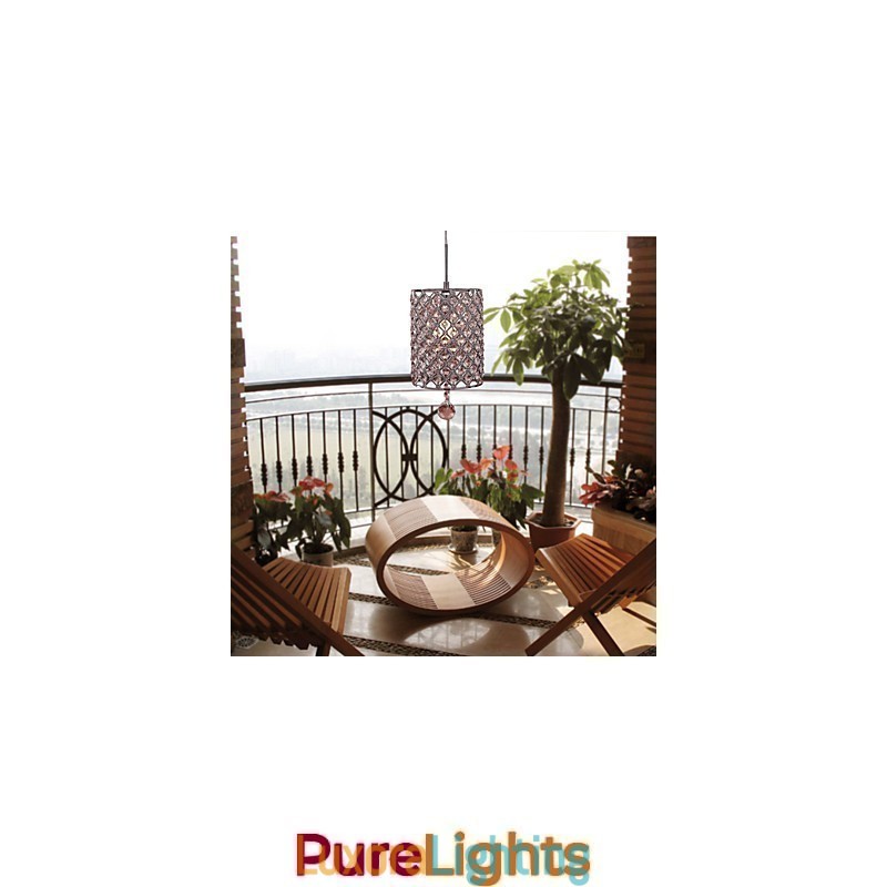 Designer Touch Decorative Crystal Drop Pendant Light in Cylinder Style