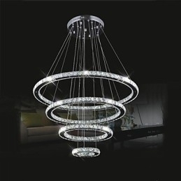 Designer Touch Decorative Crystal Pendant Light Ceiling Lighting Clear Crystal Round 4 Rings 40CM 60CM 80CM Source Fixtures