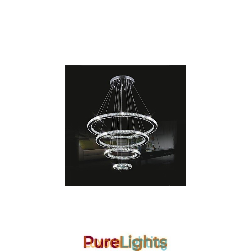 Designer Touch Decorative Crystal Pendant Light Ceiling Lighting Clear Crystal Round 4 Rings 40CM 60CM 80CM Source Fixtures