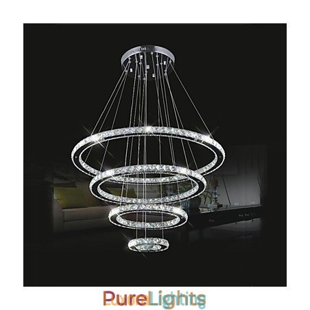 Designer Touch Decorative Crystal Pendant Light Ceiling Lighting Clear Crystal Round 4 Rings 40CM 60CM 80CM Source Fixtures