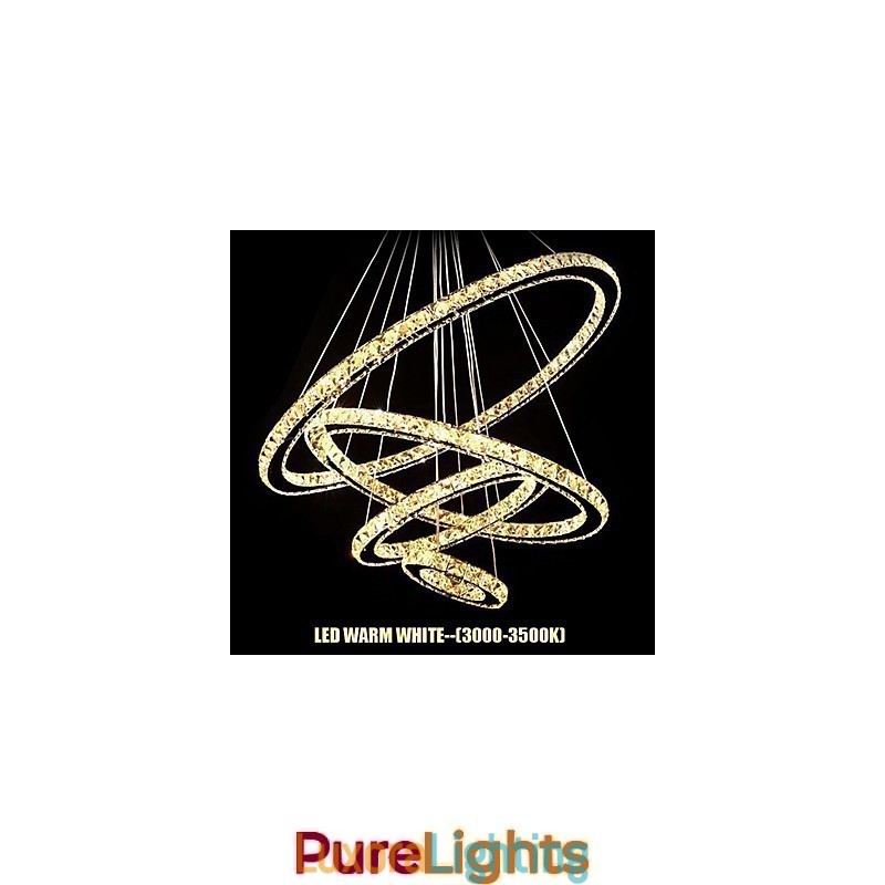 Designer Touch Decorative Crystal Pendant Light Ceiling Lighting Clear Crystal Round 4 Rings 40CM 60CM 80CM Source Fixtures