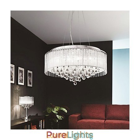 Designer Touch Decorative Modern Contemporary Drum Crystal Chrome Pendant Light