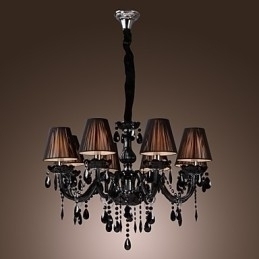 Designer Touch Decorative Chandelier Luxury Modern Black Crystal Living 8 Lights